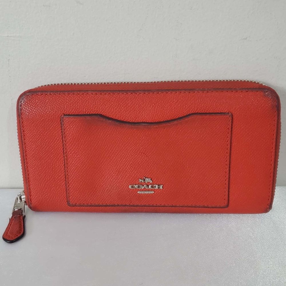 Coach Wallet Miami Red Zip Around Wallet Accordion Wallet
